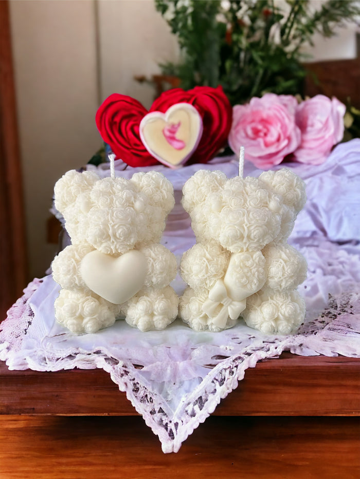 Flower Bear Candle Set of 2